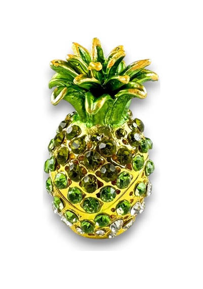 3'lü Ananas Dekoratif Biblo 5 3 CM Gold Renk Rengarenk Taşlı, Açılır Kapanır Model