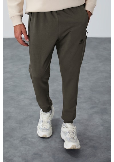 Tommy Life Haki Fermuar Cepli Standart Kalıp Jogger Erkek Eşofman Alt - 84651 Haki