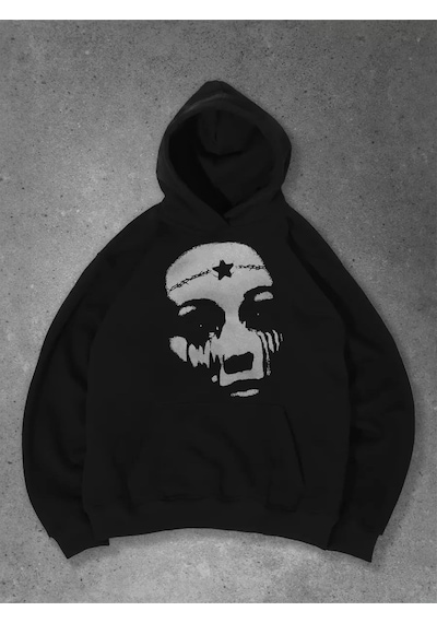 Startmore Unisex Star Face Sweatshirt Siyah Siyah