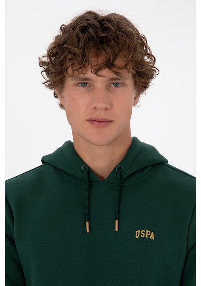 U.S. Polo Assn. Erkek Regular Fit Kapüşonlu Şardonlu Koyu Yeşil Basic Sweatshirt 50315582-VR079