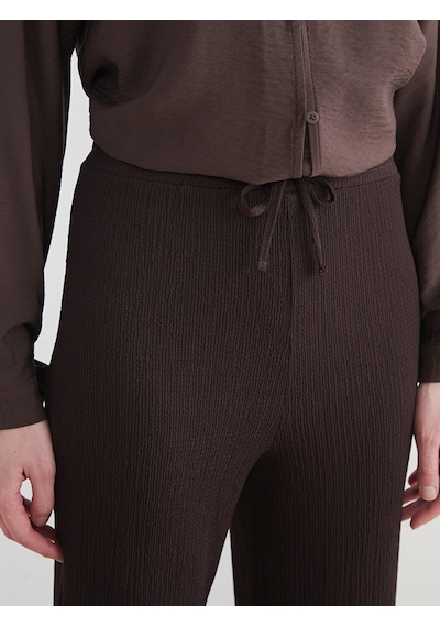 Lcw Modest Kahverengi Beli Lastikli Dokulu Kadın Pantolon