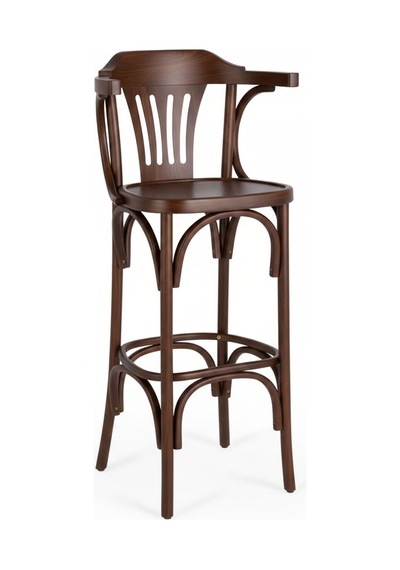 Thonet Kolçaklı Ahşap Bar Sandalyesi Ceviz