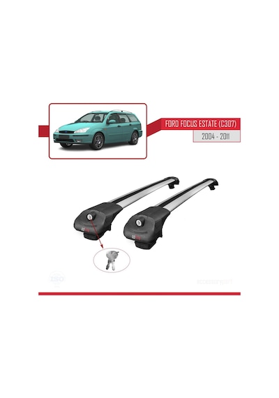 Ford Focus Estate C307 2004-2011 Arası İle Uyumlu Ace-1 Ara Atkı Tavan Barı Gri