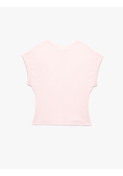 Koton Pamuklu Yuvarlak Yaka Katlamalı Kap Kol Drape Detaylı Bluz Pembe 6sak50365ek Gül