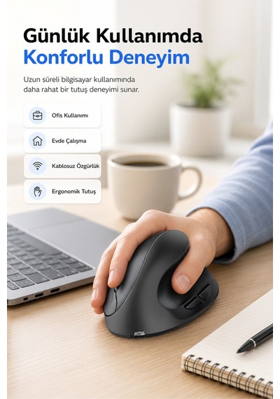 Type-c Şarjlı Dikey Ergonomik Kablosuz Mouse Bluetooth Siyah Sağ El Kullanımına Uygundur Çok Renkli Diğer Type-c Şarjlı Dikey Ergonomik Kablosuz Mouse Bluetooth Siyah Sağ El Kullanımına Uygundur Çok Renkli Diğer