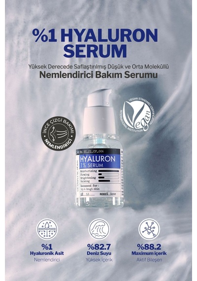 Derma Factory Derinlemesine Nemlendirici Hyalüronik Asit Serum Derma Factory %1 Hyaluron Serum 30 ML
