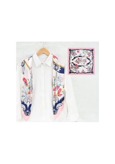 Deserto Fashion Gala Serisi Saten Polyemid Eşarp - Özel Günler İçin Göz Alıcı Parlaklık 90x90-1847 Çok Renkli