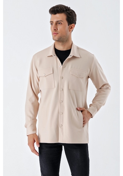 Bigdart 20193 Oversize Erkek Gömlek - Krem 001 Bigdart 20193 Oversize Erkek Gömlek - Krem 001