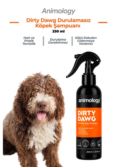 Animology Dirty Dawg Durulama Gerektirmeyen Sprey Köpek Şampuanı 250 Ml