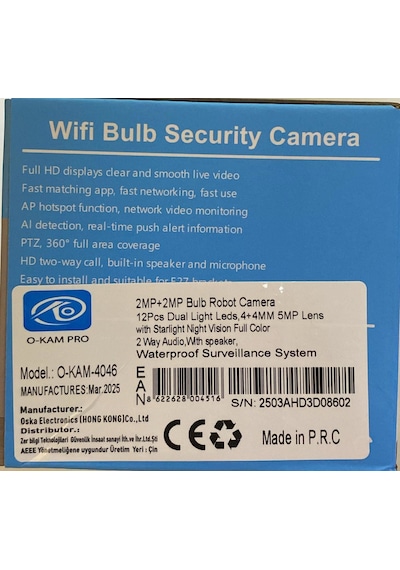 O-kam 4046 Full Hd 2 Mp Gece Görüşlü Wi-fi Güvenlik Kamerası