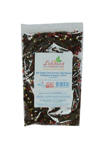 Saf Doğal Tane Kırmızı Yeşil Beyaz Karabiber Karışımı 100 Gr Paket