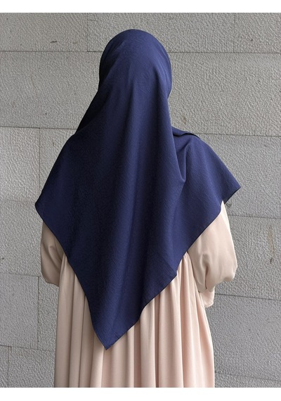 Qalortex Scarf Premium Jakarlı Hüma Büyük Boy Eşarp -lacivert