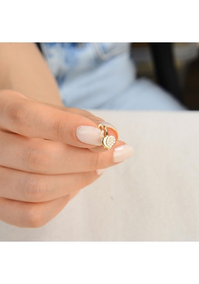 Goldkupe 14 Ayar Altın Taşlı Kalp J Küpe 2,22 Gr-2498