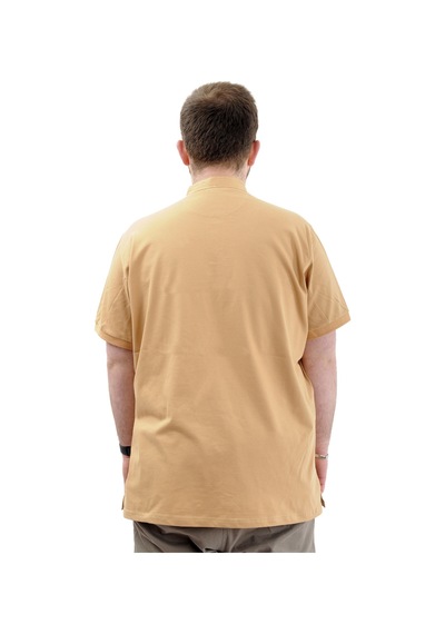 Mode Xl Büyük Beden Erkek Tişört Düğmeli Hakim Yaka T-shirt U24339 Bej Bej