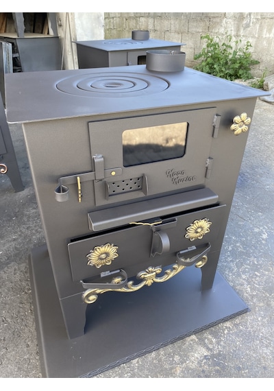Izgaralı Kuzine  Camlı Şömineli Fırınlı Soba