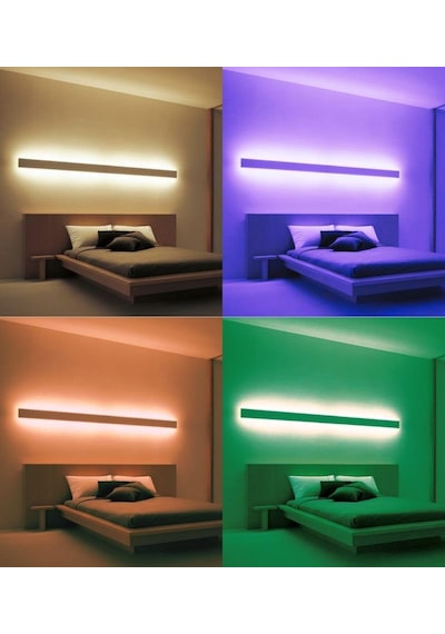 20 Renk Rf Kumandalı Rgb Çubuk Şerit Led Renk Değiştiren Led Işık Sb-6542 Şeffaf, 1 Metre Diğer