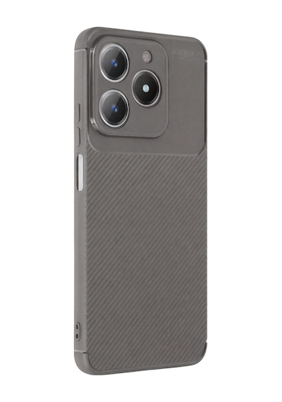 Coverzone Realme C61 İle Uyumlu Silikon Kılıf Kamera Korumalı Karbon Tpu Brimstone Ultra Slim Fit Delux Gri