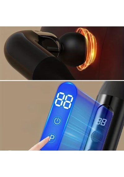 Go İthalat 4 Farklı Başlıklı Uzun Saplı Derin Doku Masaj Tabancası, Boyun, Omuz Ve Sırt İçin Ergonom Çok Renkli