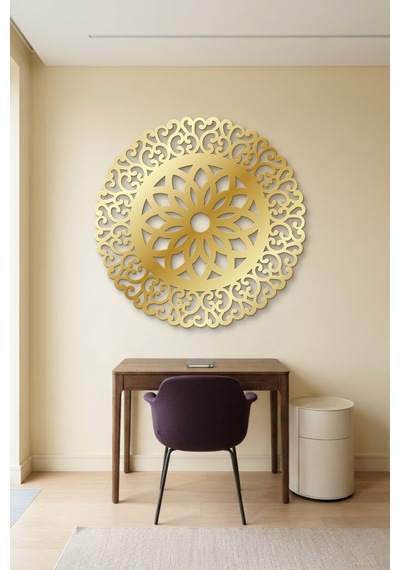 Lotus Mandala Metal Duvar Tablosu - Duvar Sanatı - Duvar Dekoru - Altın
