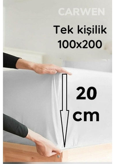 Lionas Tek Kişilik Ranforce Pamuk Kumaş Lastikli Çarşaf Seti 100x200 Açık Gri