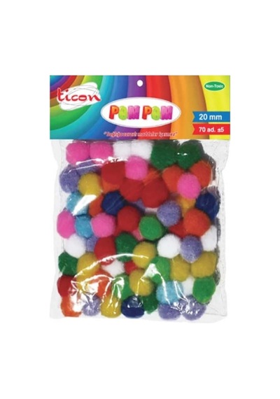 Ticon Ponpon Renkli 20mm 70li - 3 Paket