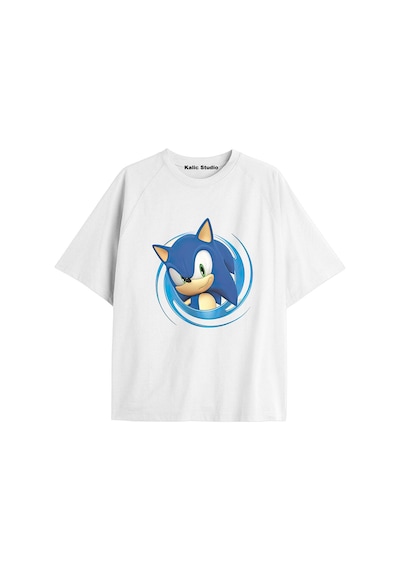Kalic Studio Unisex Bay Sonic Desenli Beyaz Yazlık T-shirt Beyaz-209