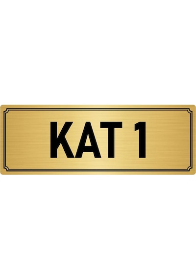Metal Yönlendirme Levhası, Departman Kapı İsimliği Kat 1 10x20 cm Altın Renk