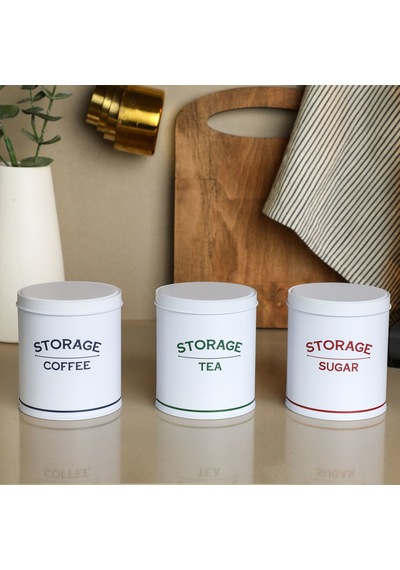 Sarkapp Metal 3'lü Storage Saklama Kabı - Beyaz Çok Renkli