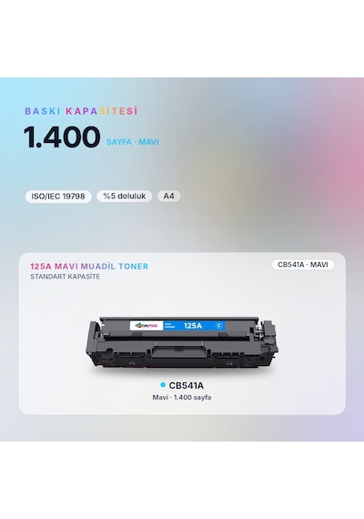 Hp Color Laserjet Cm1312 Mfp Uyumlu  Toner Çipli Cb541a Mavi