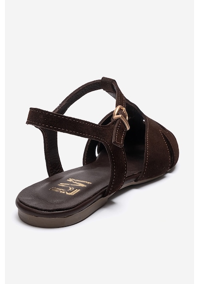 Luvishoes Nathalıe Kahverengi Süet Hakiki Deri Kadın Sandalet
