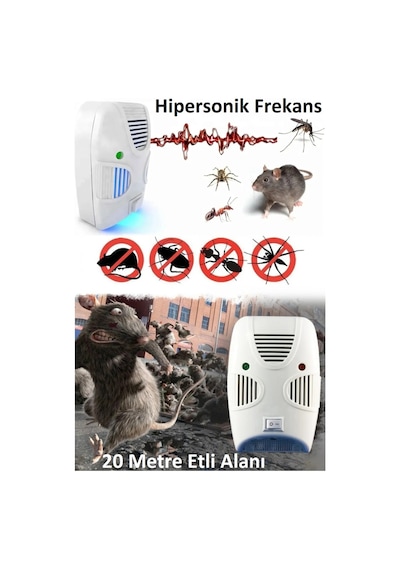 Ultrasonik Cihaz Elektrikli Prize Takılır Kaçırıcı Haşere Fare Sinek Böcek Kovucu