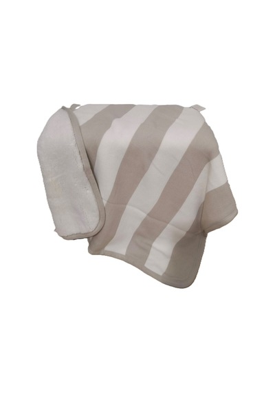 Bebe3 İplik Çizgili Biyeli Wersoft Triko İçi Polarlı Kışlık Battaniye 80 X 80 Cm Sütlü Kahve Sütlü Kahve