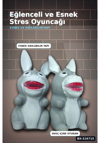 Eşek Squishy Stres Oyuncağı 12 Adet Yumuşak Esnek Sıkılabilir Figür Seti Bx-316715