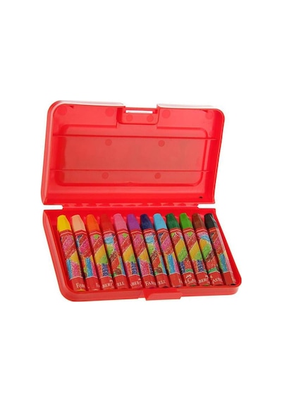 12 Renk Pastel Boya Plastik Kutu 1 Paket 12 Li Yağlı Pastel Boya Plastik Kutu Faber Pastel 12 Renk