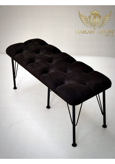 By Hakan Aşkın Metal Ayaklı Babyface Puf & Bench Tekli Baby Face Siyah