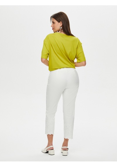 Faik Sönmez Paçası Brode İşli Straight Fit Pantolon S25pnt036 Us25pnt03673 Ekru