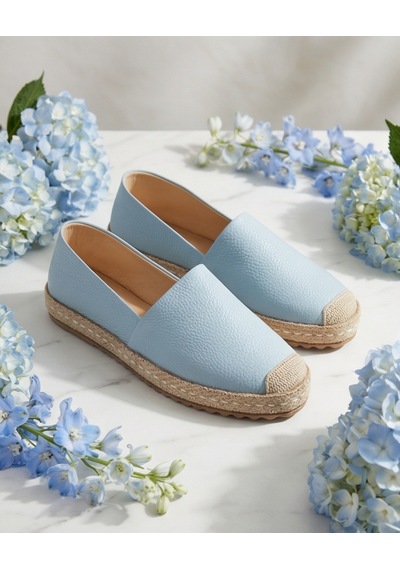 Futsishoes Lucıa Mavi Hakiki Deri Dikiş Detaylı Kadın Espadril