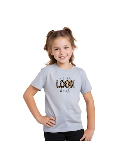Fyk Kids Kız Çocuk Look Baskılı Tişört Gri
