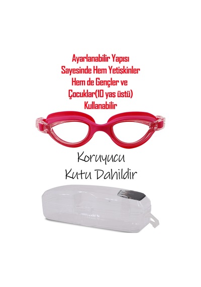 2li Set Boneli Yetişkin Yüzücü Gözlüğü Geniş Açı Su Geçirmez Yüzme Havuz Deniz Gözlük Pembe 1020 Pembe