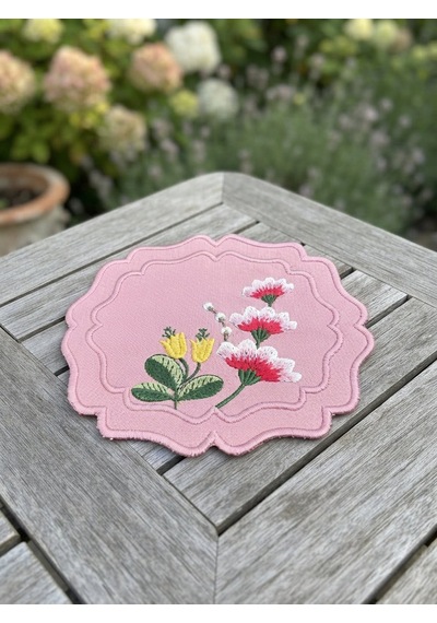 Fleur Embroidered Kokteyl Peçetesi-pink