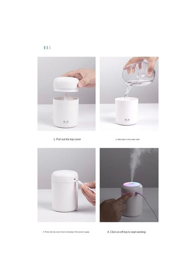 Hava Nemlendirici H2o Humidifier Ortam Nemlendirici Işıklı Buhar Makinesi Aroma Difüzörlü Araç İçi, Oda Nemlendirici Karışık Renk Beyaz, Gri, Pembe Çok Renkli