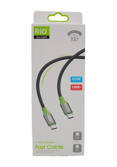 Rio Type-c To Type-c Kablo 60w Gücünde 1 Metre Uzunluğunda Kaliteli Sağlam Kablo