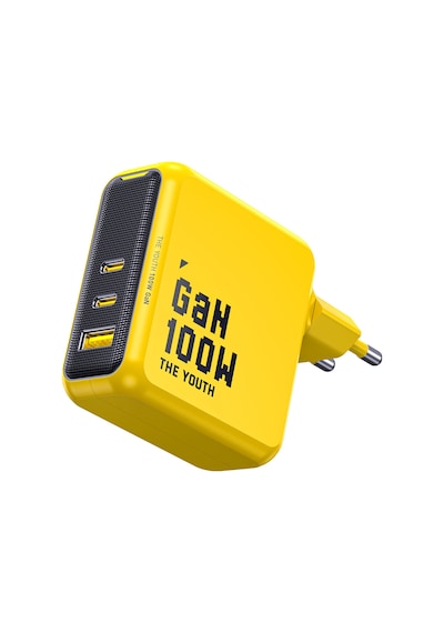 Aohi Youth 3 Portlu Şarj Adaptörü,100w Şarj Cihazı, Gan Hızlı Şarj İstasyonu, Sarı