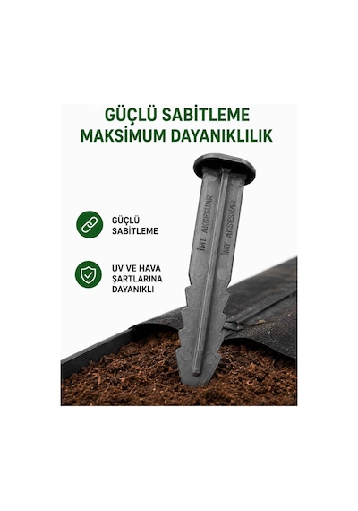 Çim Ayırıcı Ve Jüt Bezi Kazığı 100 Adet Çim Sınırlayıcı Zemin Sabitleme Çivisi Siyah
