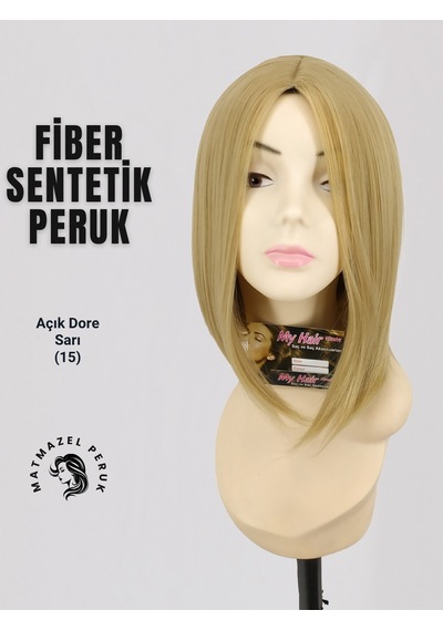 Kısa Küt Peruk Fiber Sentetik Dore Sarı No-15
