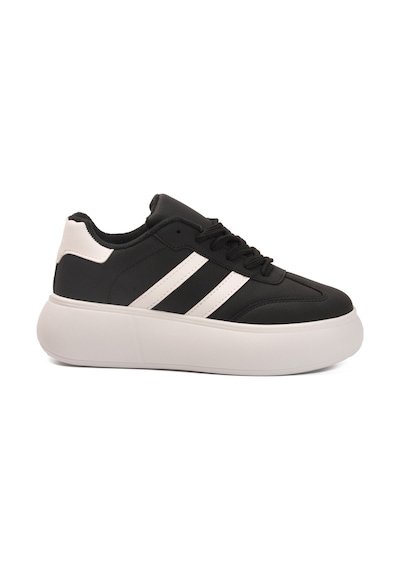 Siyah Beyaz Yüksek Taban Bağcıklı Unisex Sneaker Dvs-01 Z Siyah - Beyaz