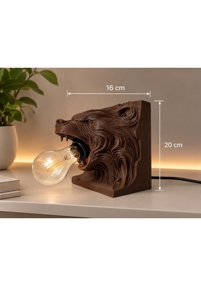Ayı Figürlü Dekoratif Masa Lambası 3d Baskı Modern Abajur Kahverengi