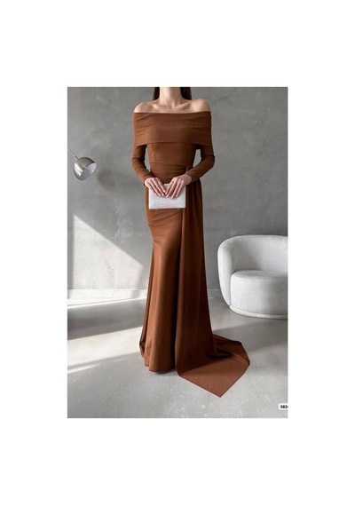 Store Esnek Yaka Kuyruklu Elbise Kumaş Abiye Degaje Krep Kahverengi - 935903027 Kahverengi Store Esnek Yaka Kuyruklu Elbise Kumaş Abiye Degaje Krep Kahverengi - 935903027 Kahverengi