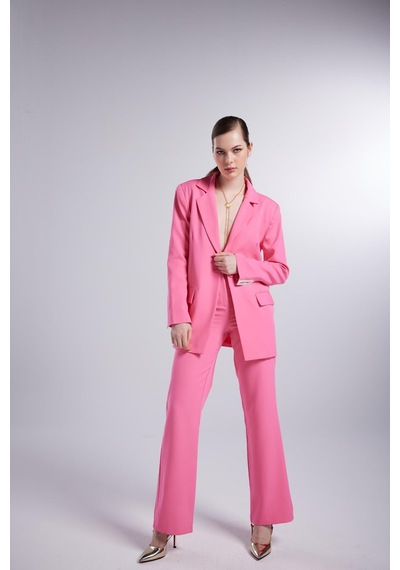 Holly Lolly Vatklı Cepli Panky Blazer Ceket Pembe