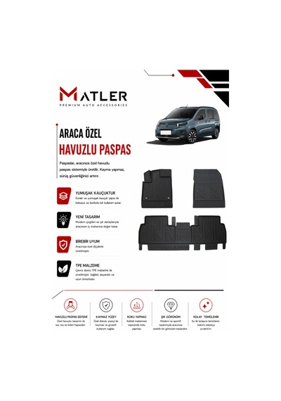 Citroen Berlingo 2019 Model 4d Ekstra Havuzlu Paspas